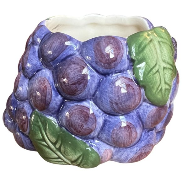 PAIR of Vtg FITZ AND FLOYD Grape Candle Holders 1989 Ceramic Retired Whimsical - Picture 5 of 11